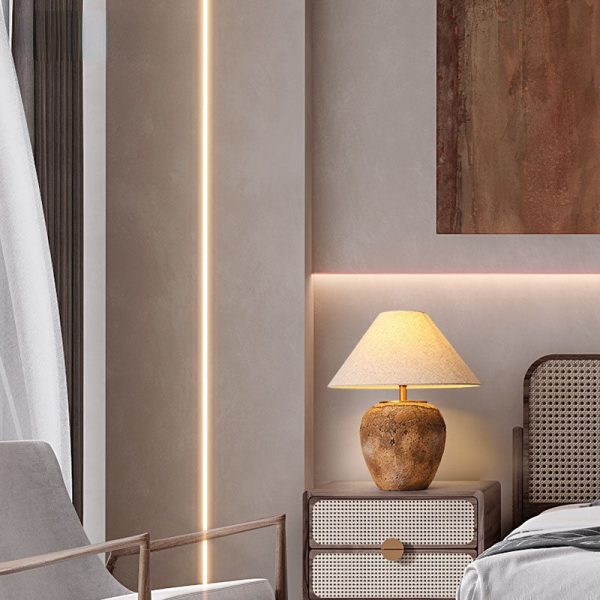 Modern Shabby Chic Cone Fabric Ceramic Jar 1-Light Table Lamp For Bedroom - Image 15