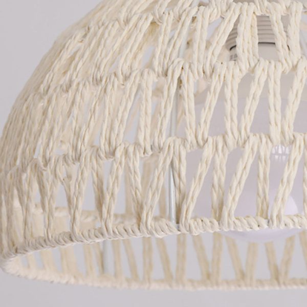 Traditional Japanese Half Round Solid Wood Rattan 1-Light Semi-Flush Mount Ceiling Light For Living Room - Image 6