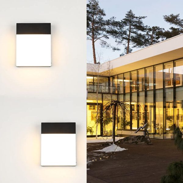 Simple Outdoor Square Frosted Aluminum Waterproof LED Wall Sconce Lamp - Image 8
