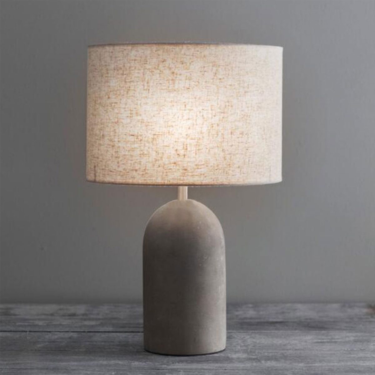 Industrial Gray Fabric Cement Column Base 1-Light LED Table Lamp - Image 1