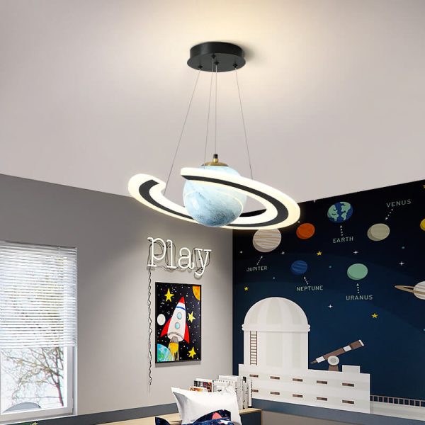 Modern Creative Space Planet Circle Kids LED Chandelier - Image 2