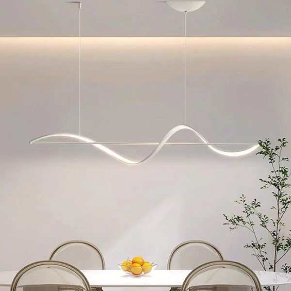 Modern Minimalist Linear Aluminum Silicone LED Island Light Chandelier For Dining Room - Image 10