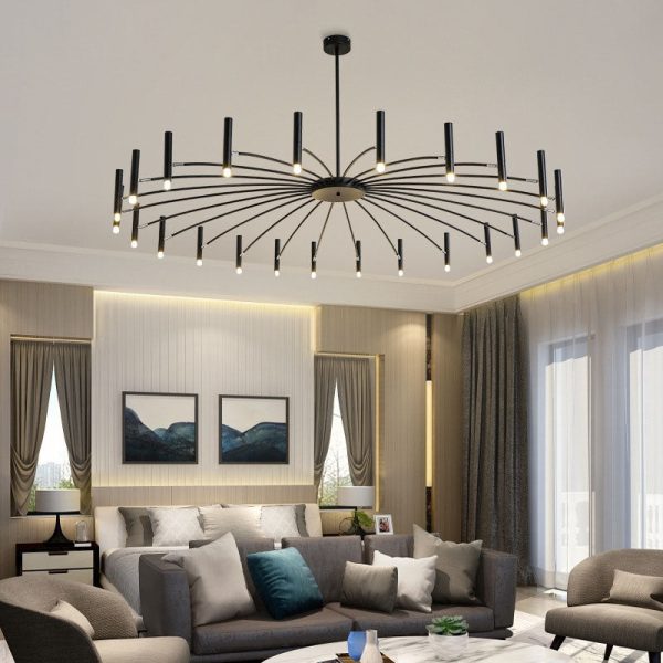 Contemporary Scandinavian Round Radioactive Iron Aluminum 12/24 Light Chandelier For Living Room - Image 17