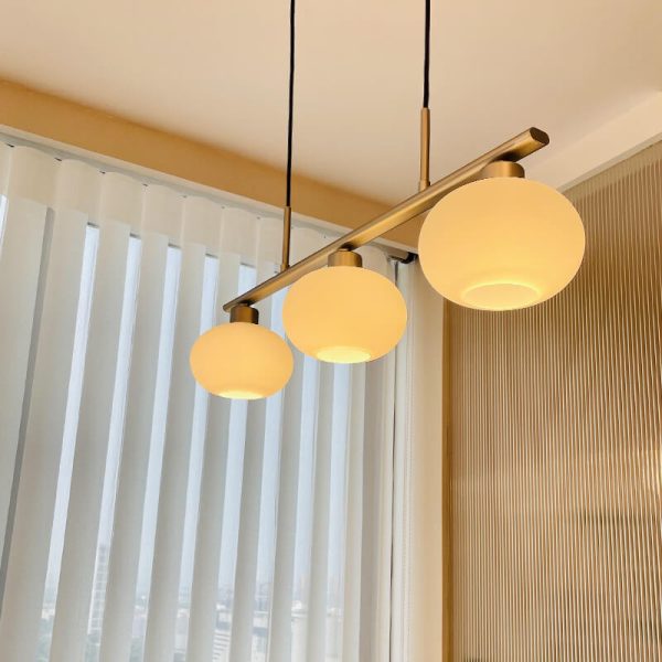 Nordic Long Light Luxury Glass Dome Shade 3-Light Chandelier - Image 6