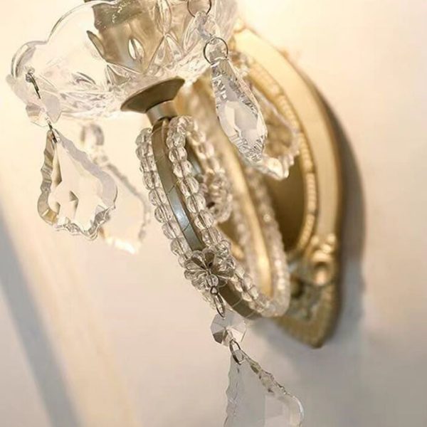 European Vintage Crystal Candelabra 1/2 Light Wall Sconce Lamp - Image 8