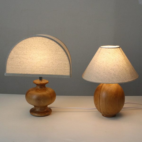 Japanese Wabi-sabi Vintage Solid Wood Fabric 1-Light Table Lamp - Image 2