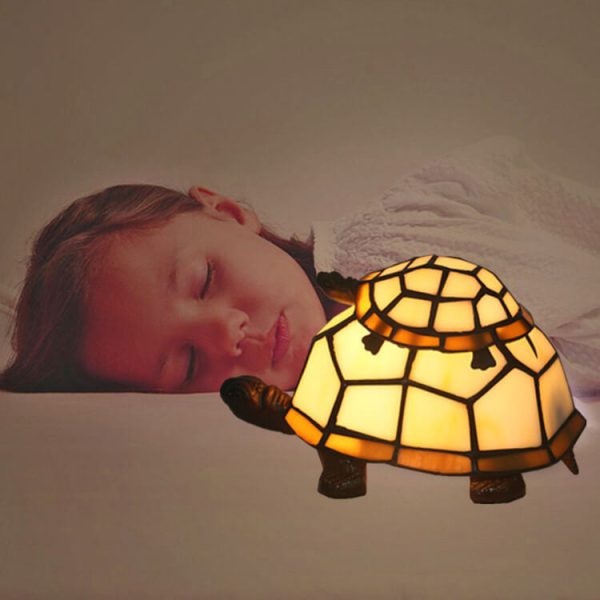 European Tiffany Turtle Stained Glass 1-Light Night Light Table Lamp - Image 15