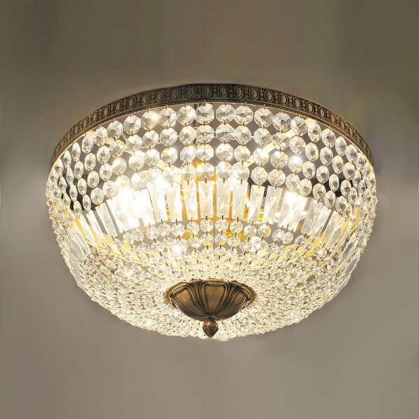 French Vintage Crystal Round 3/5/9 Light Flush Mount Ceiling Light - Image 4