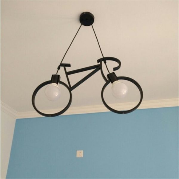 Modern Creative Bicycle Shape Iron 2-Light Kids Chandelier - Image 12