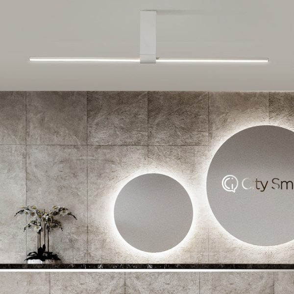 Modern Minimalist Aluminum Acrylic Strip Rectangle LED Semi-Flush Mount Ceiling Light For Hallway - Image 11