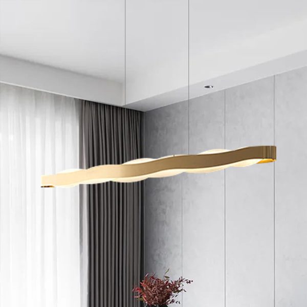 Modern Luxury Stainless Steel Long Bar Acrylic LED Chandelier - Image 2