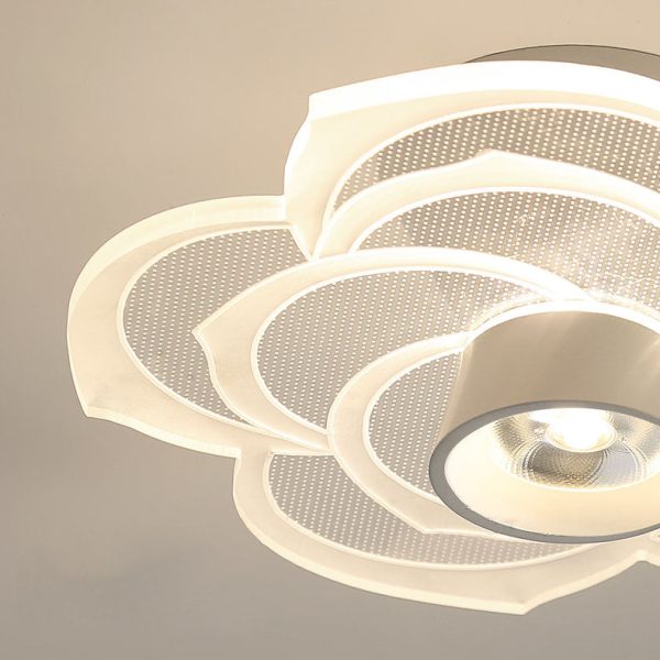 Modern Minimalist Round Rose Flower Iron Acrylic LED Flush Mount Ceiling Light For Living Room - Image 8
