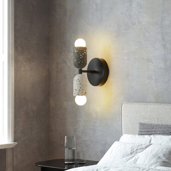 Modern Japanese Wabi-Sabi Iron Cement 2-Light Wall Sconce Lamp - Image 3
