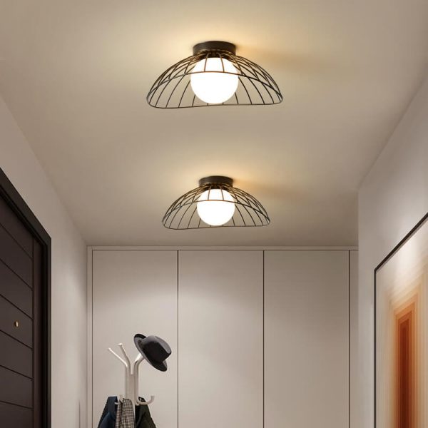 Scandinavian Modern Minimalist Iron Glass Ceramic Flower Diamond 1-Light Semi-Flush Mount Ceiling Light - Image 13