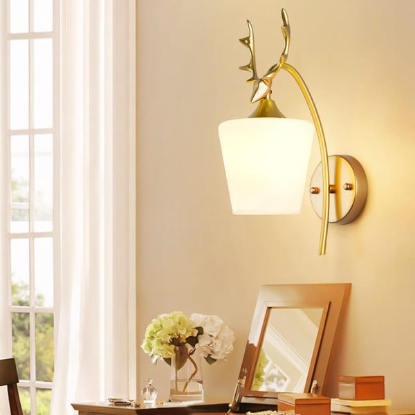 Nordic Creative Antler Glass Cone Shade 1-Light Wall Sconce Lamp - Image 16
