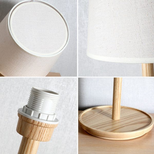 Modern Minimalist Cone Fabric Wood Base 1-Light Table Lamp For Study - Image 8