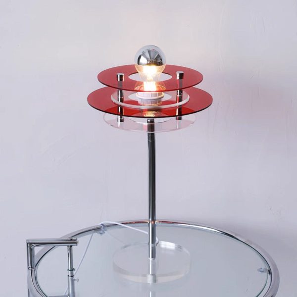Modern Mid-Century Round Flying Saucer Iron Acrylic 1-Light Table Lamp For Bedroom - Image 9