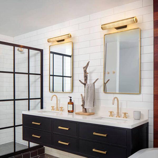 Modern Luxury Vanity  Grid Column Hardware Acrylic LED Wall Sconce Lamp - Image 11