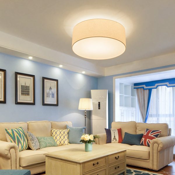 Nordic Minimalist Round Drum Fabric 3/5 Light Flush Mount Ceiling Light - Image 3