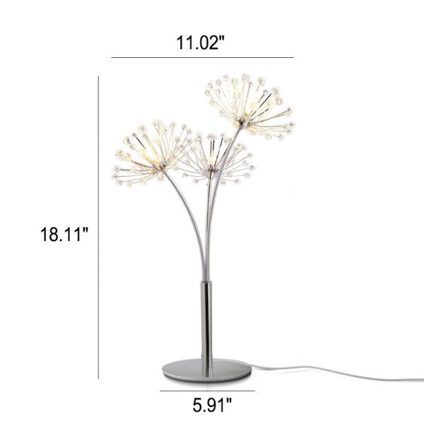 Nordic Creative Dandelion Crystal Bead Iron  3-Light Table Lamp - Image 6