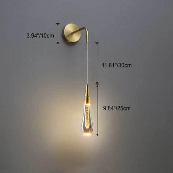 Modern Luxury Teardrop Shape Glass LED Wall Sconce Lamp For Bedroom - Image 5