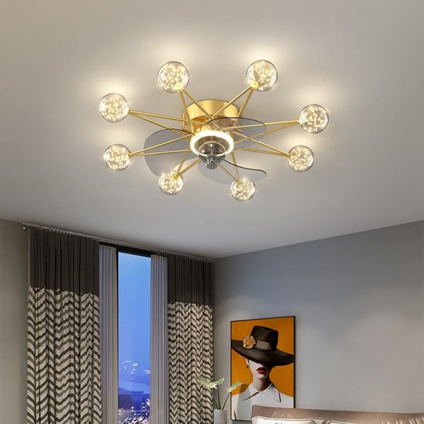 Modern Minimalist Creative Star LED Flush Mount Ceiling Fan Light - Image 11