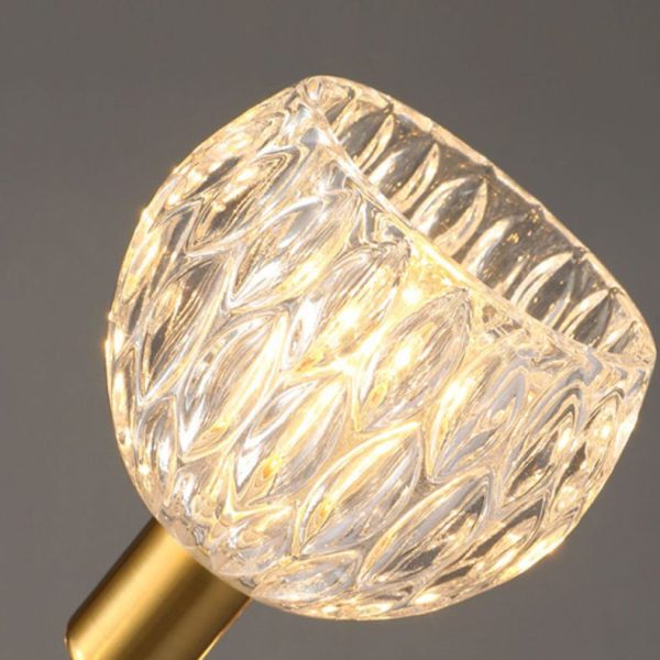 Modern Art Deco Gold Finish Frame Lotus Leaf Glass Shade 3/6-Light Chandelier For Living Room - Image 11
