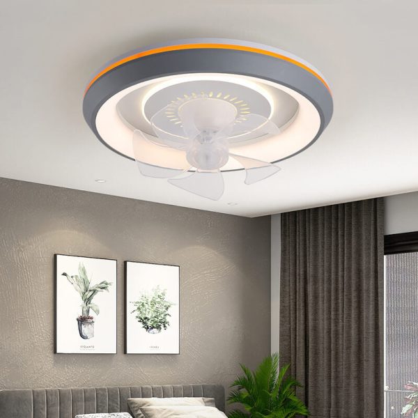 Modern Minimalist Round Swing Head Inverter LED Flush Mount Ceiling Fan Light - Image 15