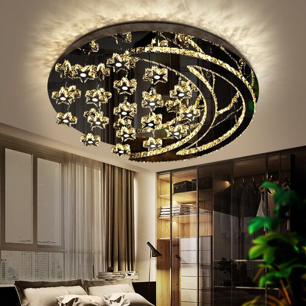 Modern Romantic Stainless Steel Crystal Star Moon LED Flush Mount Ceiling Light - Image 21