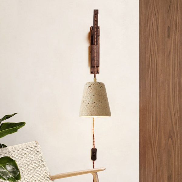 Japanese Wabi-Sabi Solid Wood Glass Horn 1-Light Wall Sconce Lamp - Image 2