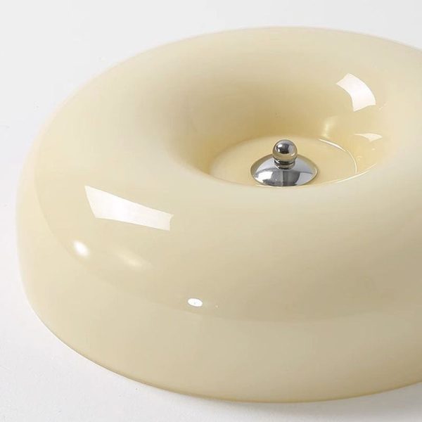 Contemporary Nordic Creamy Yellow Pudding Glass Shade Iron LED Flush Mount Ceiling Light For Living Room - Image 12