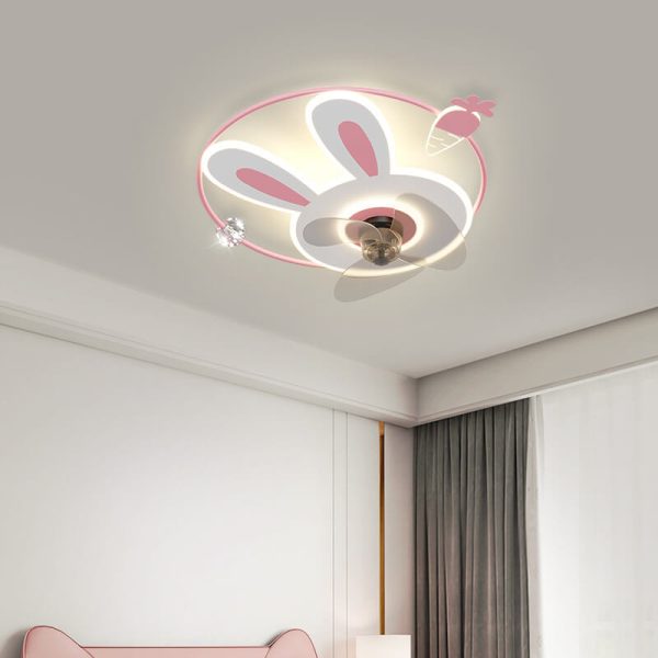 Cartoon Creative Bunny Carrot LED Flush Mount Ceiling Fan Light - Image 14
