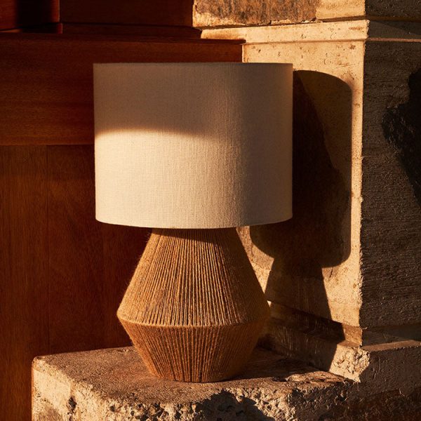 Japanese Vintage Hemp Rope Weaving Base Fabric 1-Light Table Lamp - Image 8