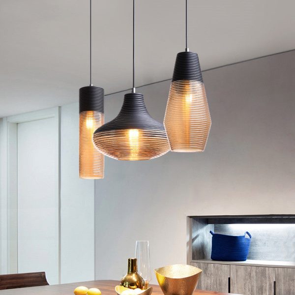 Contemporary Scandinavian Cylinder Oval Iron Glass 1-Light Pendant Light For Living Room - Image 6