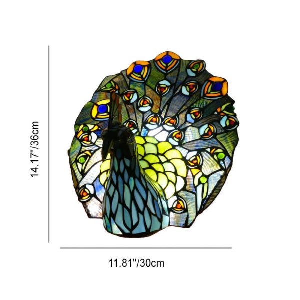 Tiffany Retro Stained Glass Peacock Shape 1-Light Table Lamp - Image 2