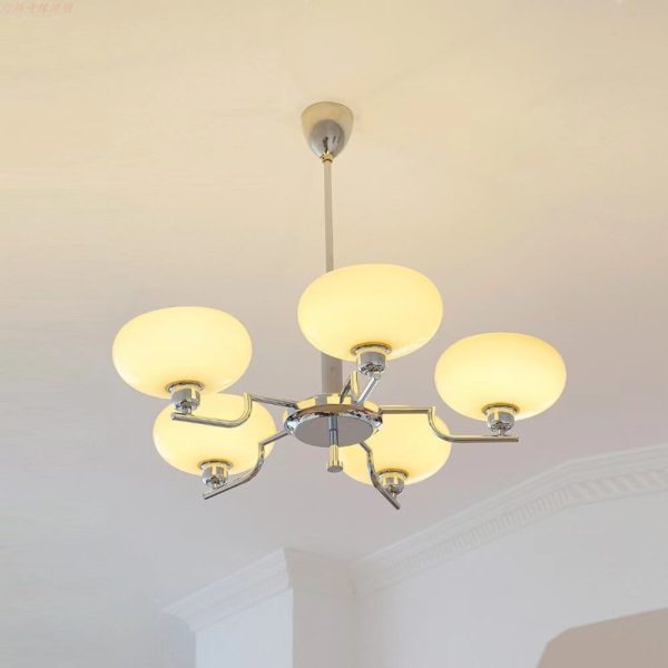 Nordic Vintage Milk White Glass Dome Chrome 3/5 Light Chandelier - Image 18