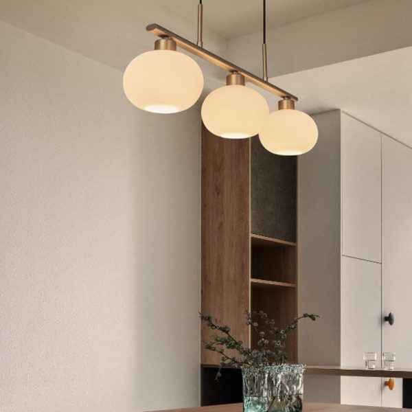 Nordic Long Light Luxury Glass Dome Shade 3-Light Chandelier - Image 9