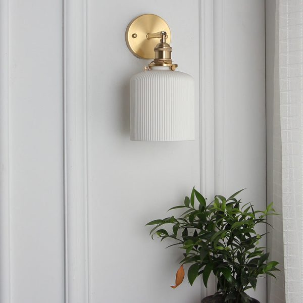 Japanese Retro Minimalist Cylinder Oval Brass Lucite 1-Light Wall Sconce Lamp - Image 16