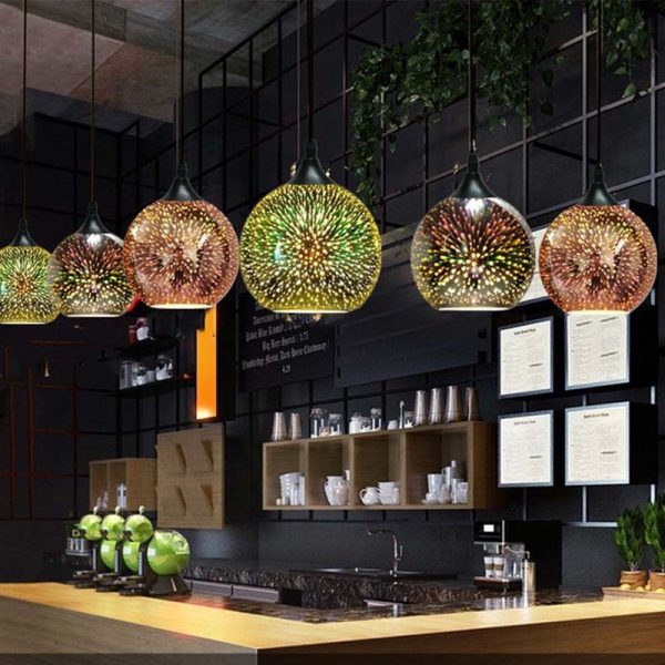 Modern Creative 3D Colorful Fireworks Glass Dome 2/3 Light Island Light Chandelier - Image 31
