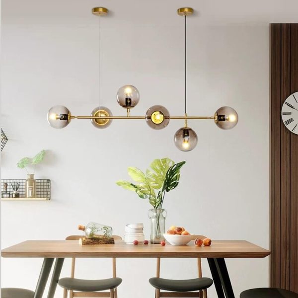 Nordic Minimalist Colorful Orb Hardware Glass 6-Light Island Light Chandelier - Image 8