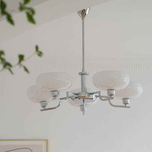 Nordic Vintage Milk White Glass Dome Chrome 3/5 Light Chandelier - Image 21