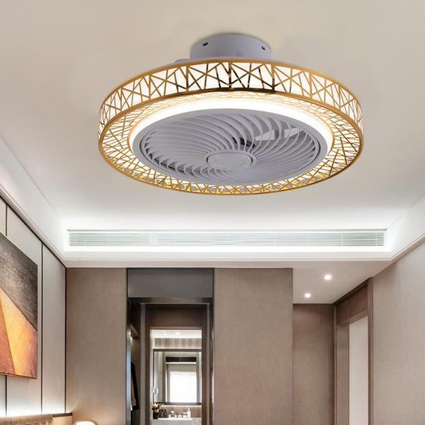 Modern Luxury Round Lace LED Flush Mount Ceiling Fan Light - Image 3