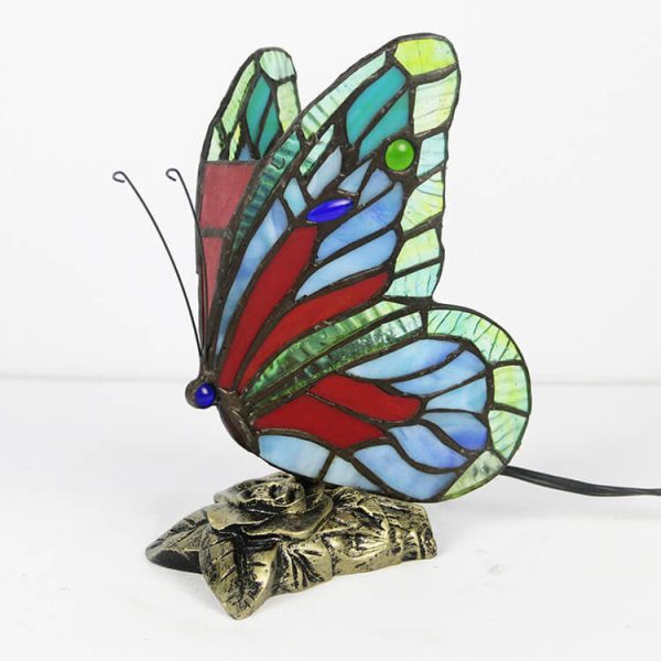 Tiffany Glass Butterfly Shape Night Light 1-Light Table Lamp - Image 5