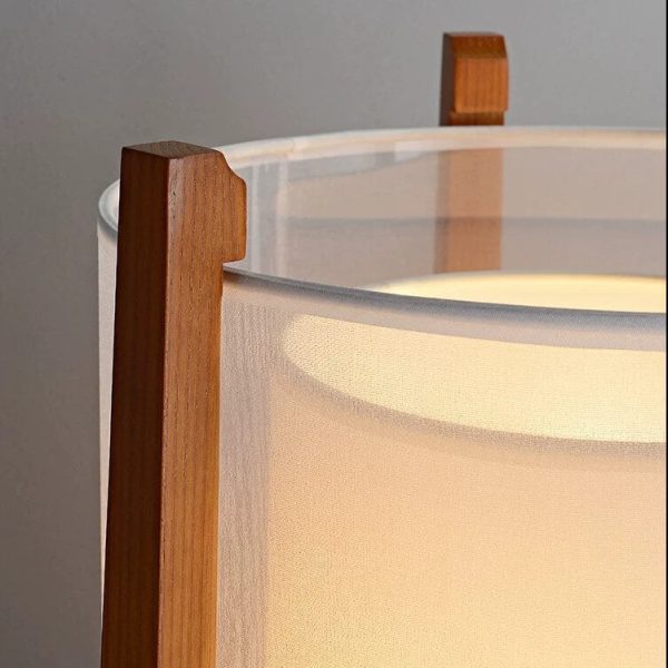 Japanese Minimalist Solid Wood Fabric Column 1-Light Standing Floor Lamp - Image 5
