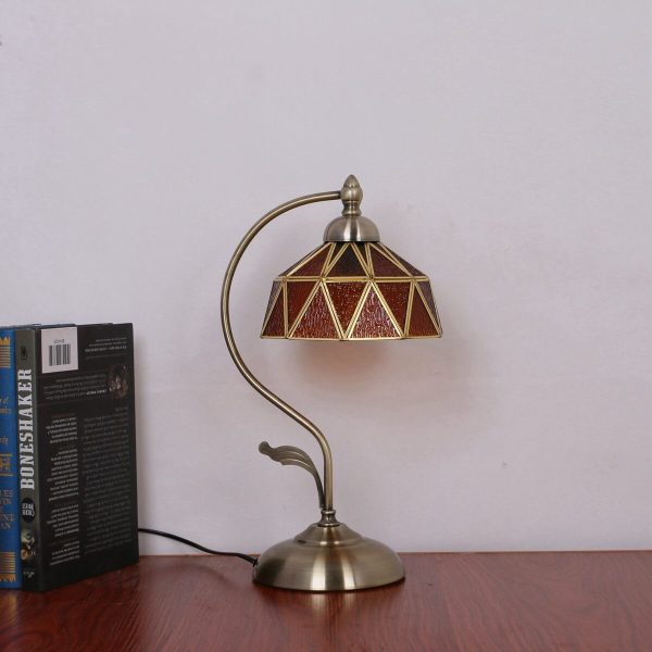 European Tiffany Amber Lucite Glass 1-Light Table Lamp - Image 6