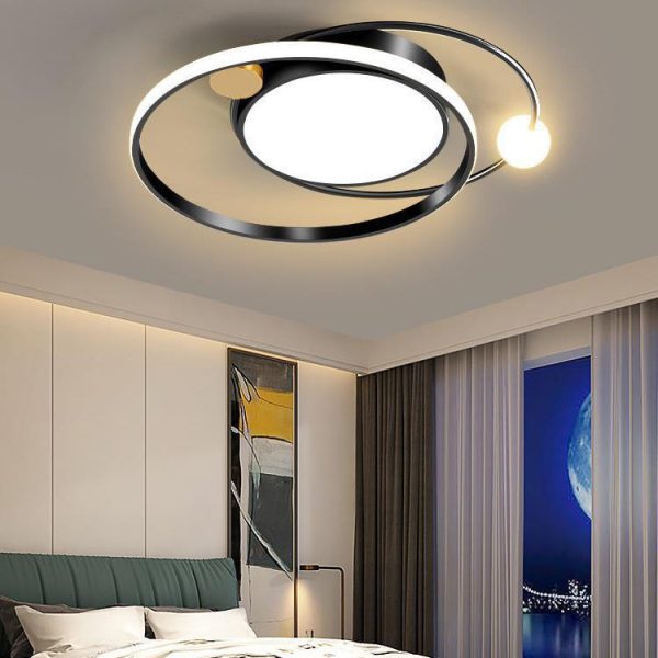Modern Minimalist Round Circle Iron Acrylic LED Flush Mount Ceiling Light For Bedroom