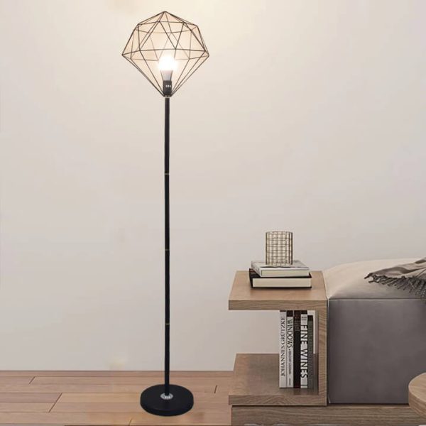 Contemporary Simplicity Iron Hollow Diamond Shape 1-Light Standing Floor Lamp For Study - Image 13