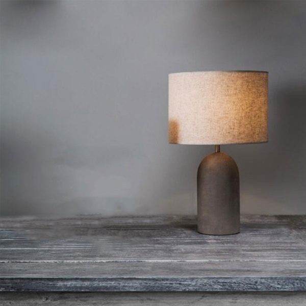Industrial Gray Fabric Cement Column Base 1-Light LED Table Lamp - Image 7