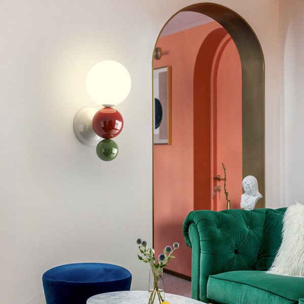 Modern Cream Style Children's Wrought Iron Sphere 1-Light Wall Sconce Lamp