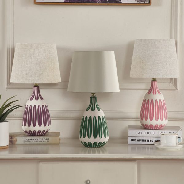Nordic Vertical Pattern Ceramic Fabric 1-Light Table Lamp - Image 17